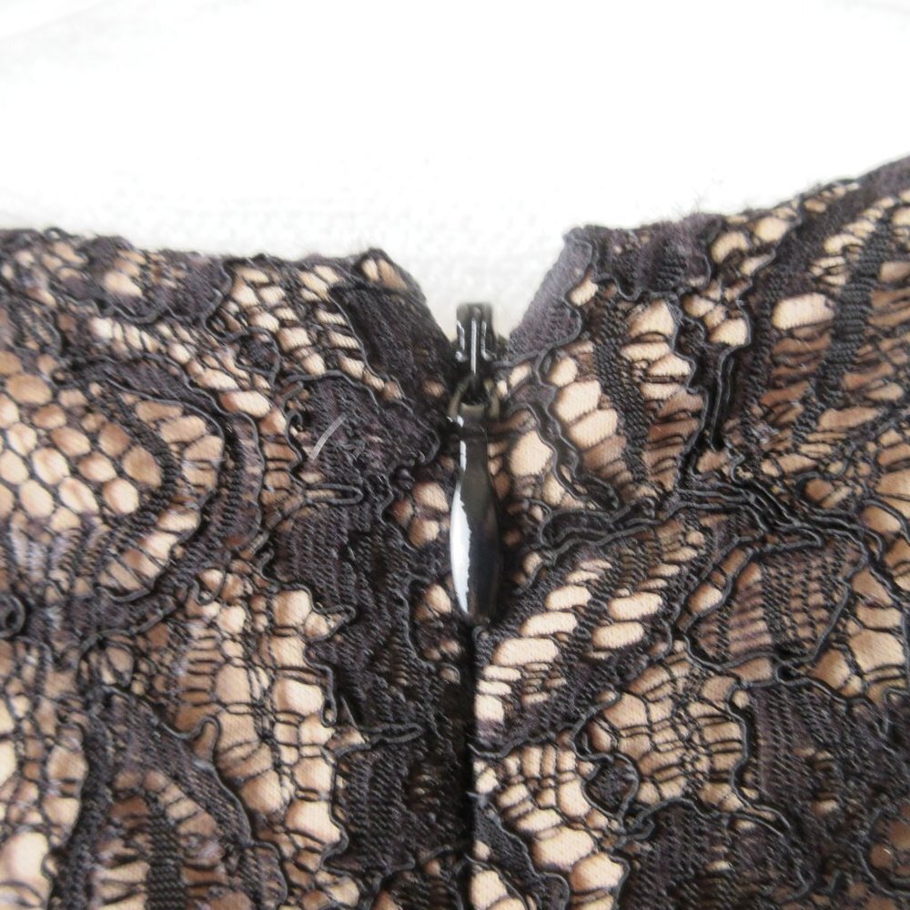 Adrianna Papell Bodycon Pleated Black Lace Cocktail Dress Size 10 - Picture 3 of 12
